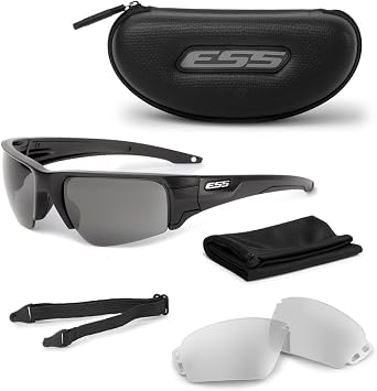 ESS Sunglasses Crowbar Black Silver Logo with Clear and Smoke Gray Lens