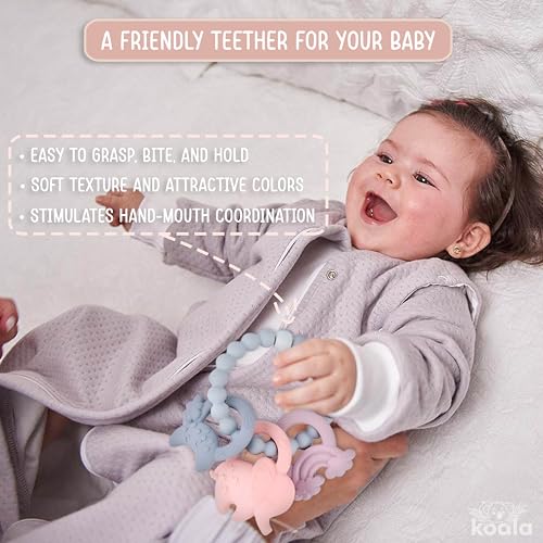 Image of Baby Silicone Teething Toy - BPA-Free Teether Ring for Infants 0-12 Months - Soft and Textured for Teething Relief - Easy to Hold Chew Toy - Soothes Sore Gums & Supports Oral Development