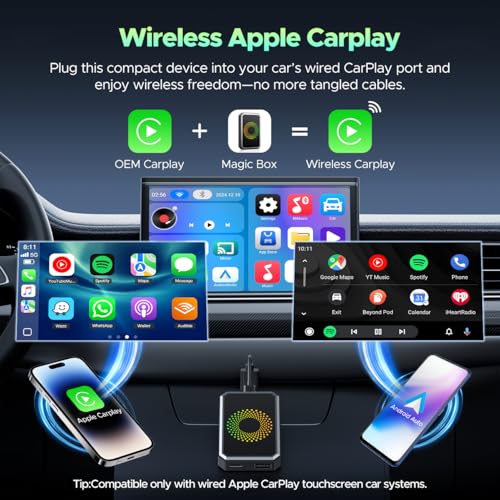 LAMTTO 3-in-1 Magic Video AI Box for Streaming Netflix/YouTube/TikTok, Wireless Carplay Adapter Dongle with USB Drive for OEM Wired Apple Car Play Cars - Image 4