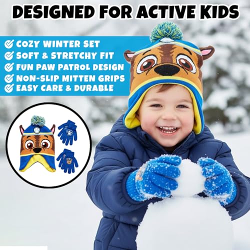 Image of Nickelodeon Boys Paw Patrol Winter Hat, 2 Pair Gloves or Mittens (Toddler /Little Boys)