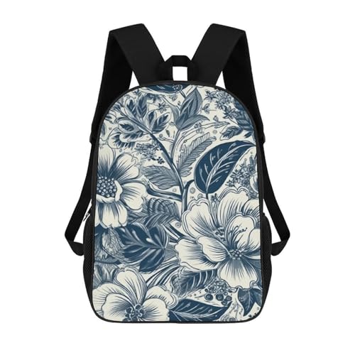Mochila casual para laptop, impermeável, padrão preto e branco, bolsa de trabalho de negócios para viagens, Estilo branco e azul, 17inch, Mochilas de viagem