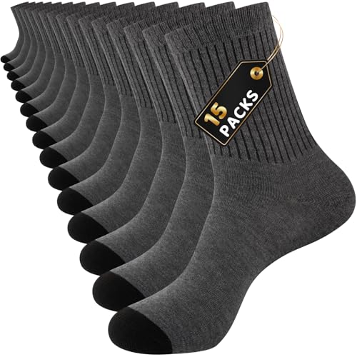 EverKnits 15 Pairs of Thin Crew Socks for Men & Women - Breathable Casual Socks in Bulk Wholesale Value Classical Pack