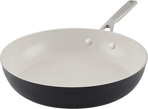 KitchenAid Sarténsartén antiadherente de cerámica anodizada dura, 12.25 pulgadas, negro mate