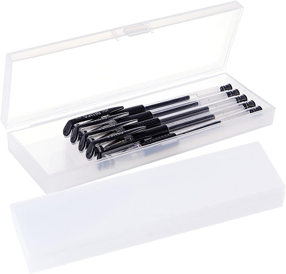 NUOLUX 2Pack/Set Plastic Pencil Cases Box with Lid Snap Closure for School/Adults,Clear Frosty Transparent Size 7.09 x 1.97 x 0.79 inches