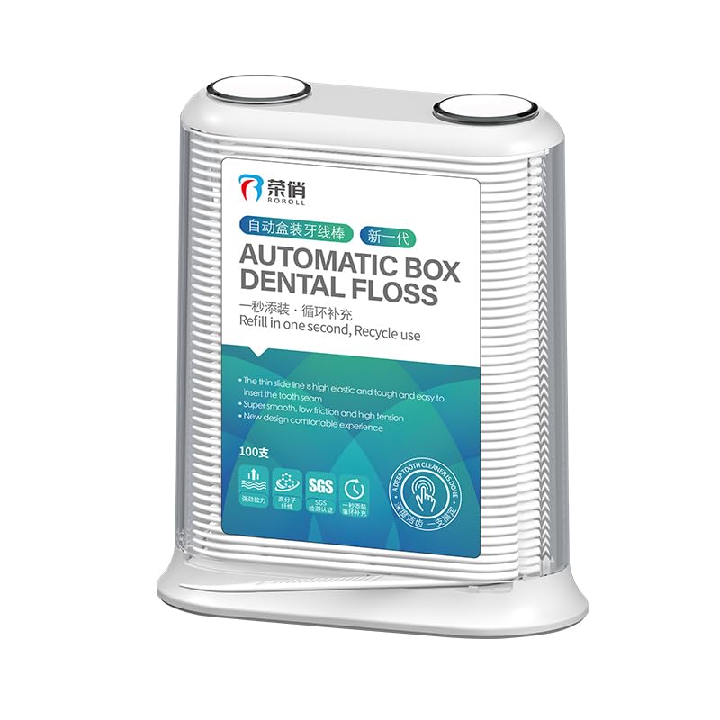 Reva Automatic Dental Floss Dispenser with 100 pcs Floss Toothpicks - Convenient Teeth Cleaning Floss Picks, Toothpick Sticks