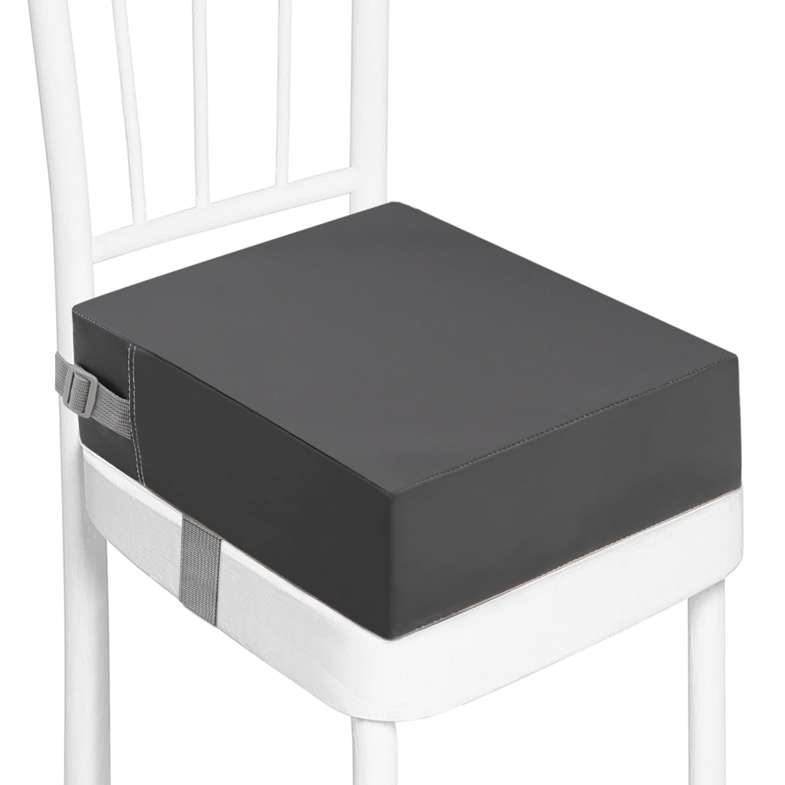 Kinder Sitzkissen Sitzerhöhung Stuhl, Waschbar mit 2 Gurte Sicherheitsschnalle Sitzerhöhung Kinder für Esstisch,Dinosaurier Verstellbar Tragbares Boostersitze Sitzkissen (Dark Gray)