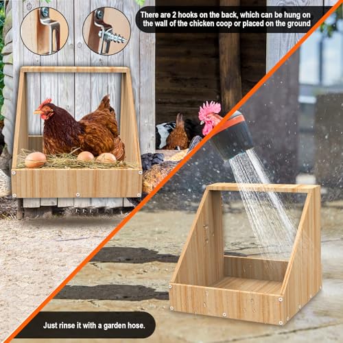 Chicken Egg Nesting Boxes Wall Mount,Wooden Chicken Coop Accessories for Poultry Laying Egg,Large Inner Size for Chicken,Duck,Hense Use,3 Pack