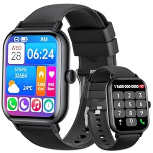 Smart Watch, Smart Watch for Android Phones – 2.01″ HD Screen Fitness Tracker with AI Voice Assistant Built-in, Bluetooth Calling, Heart Rate/Sleep/Health Monitor, 100 Sports Modes, IP68