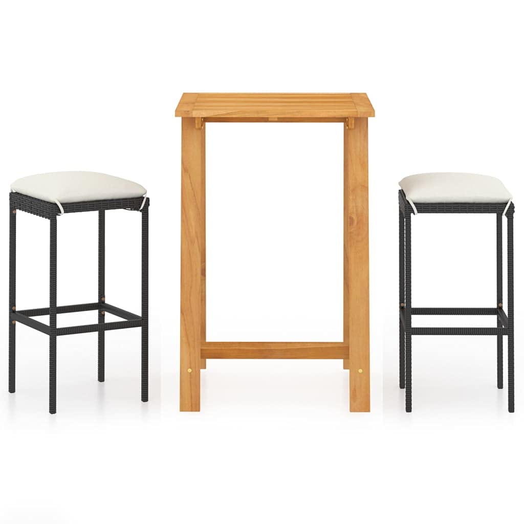 Set de Bar para jardín 3 Piezas y Cojines ratán sintético negroconjunto Mesa y sillas Jardin Muebles Jardin Exterior sillas terraza Exterior Mesa y sillas terrazaDiseñado para JARDÍN