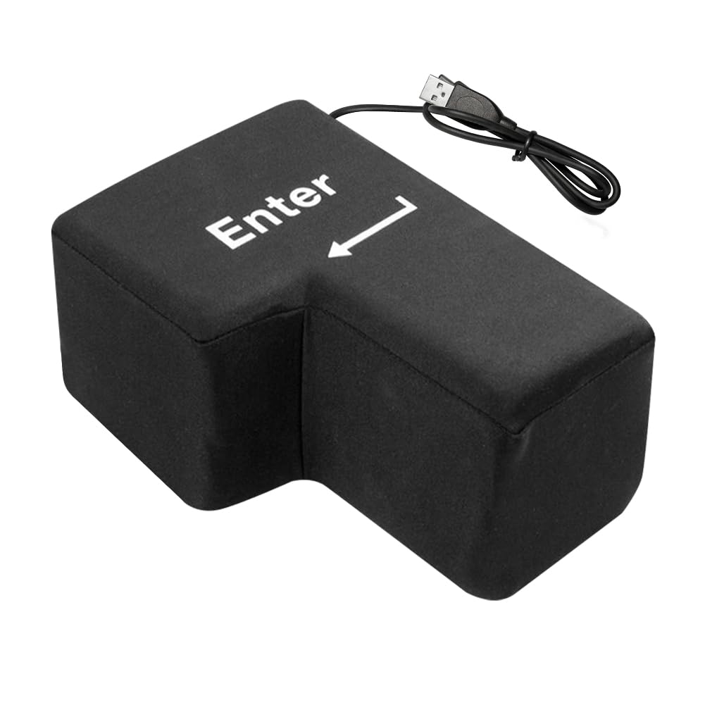 Big Enter Button Enter Button To Beat, USB Anti-Compression Pillow Pup Pillow Large Comfortable Desk Cushion, Computer Tank Gifts, 21 X 15 X 10 Cm