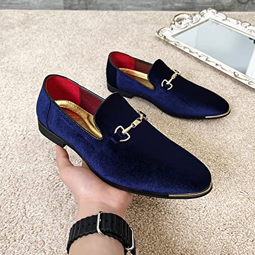 Image of FLQL Men's Luxury Penny Loafer Slip-On Velvet Shoes Party Dancing Shoes Suede Wedding Shoes Plus Size 7-13