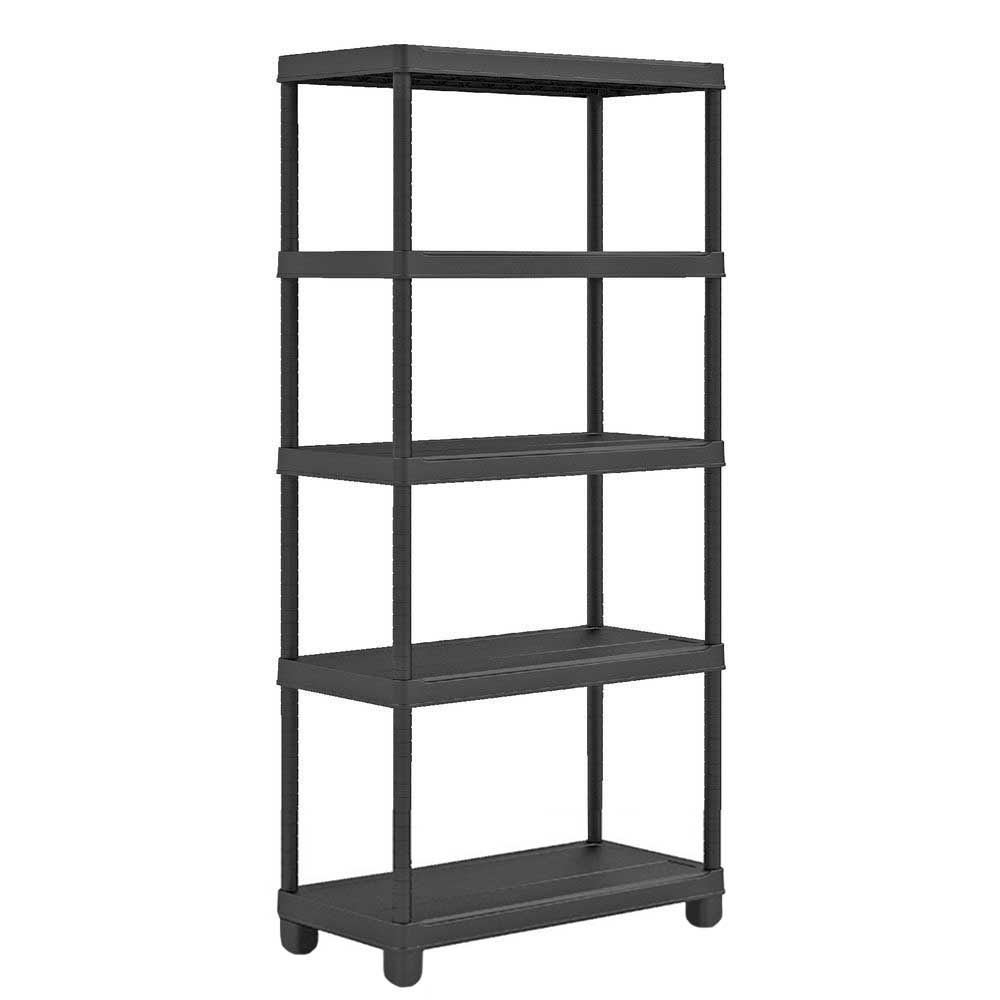 Albert AustinPlastic Storage Shelves, 4 Tier and 5 Tier Shelving Unit, Garage Shelving, Kitchen, Bathroom, Gardening, Shed & Garage Storage Rack, Standing Shelf Organiser (5 Tier)