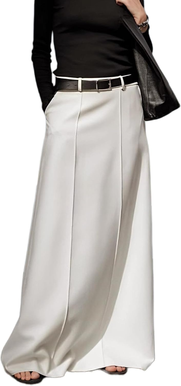 Akivide Womens Maxi Skirts Business Casual Trendy High Waist Fall Spring Long Skirt Flowy Winter Outfits with Pockets