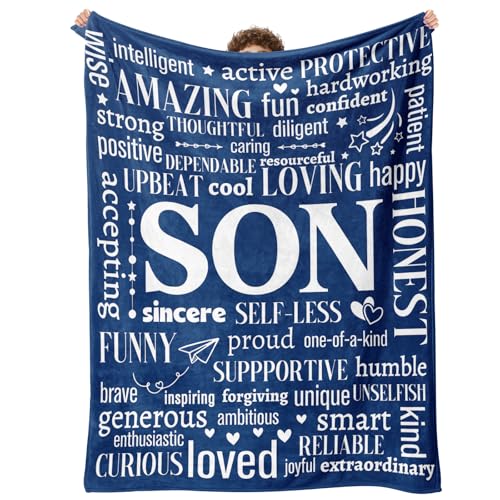 Hudiegify Gifts for Son Blanket Son Gifts from Mom and Dad Birthday Gift for Son Graduation Gift for Son Father Day Mother Day Son Birthday Christmas Baptism Easter Gifts for Son Blanket 50x60