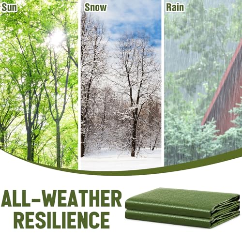 Image of 2 Pack 10 x 12 ft 5.5 Mil Large Tarps Heavy Duty Waterproof Tarp Multi Purpose Tent Cover for Home Boats Cars Camping Patio Furniture Roof Emergency Rain Protective Cover, Army Green