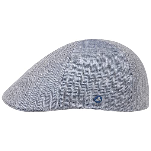 HAMMABURG Herringbone Flat Cap Men Blue 7 1/4-7 3/8