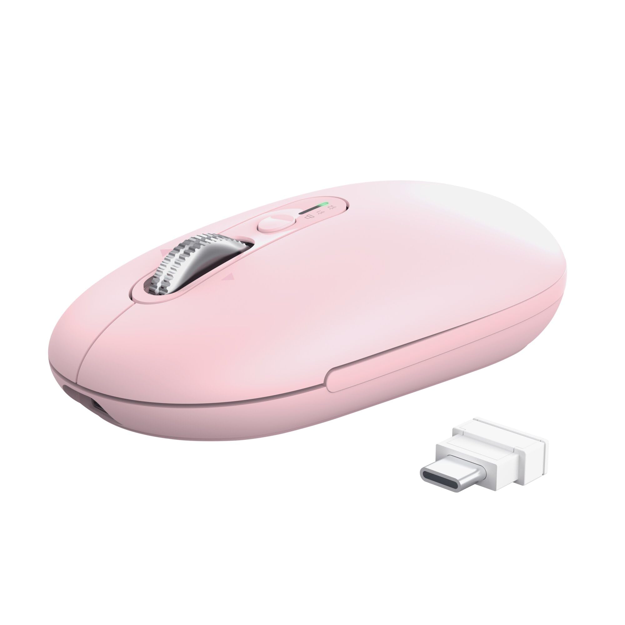 Trust Seron Hyperwheel Wireless Mouse Ultra Fast Scroll Wheel with Horizontal Scrolling, Bluetooth + 2.4GHz, Silent Buttons, 65% Recycled Materials, DPI Button, Multidevice Mouse Laptop PC Mac, Pink