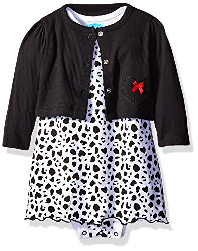 BON BEBE Baby Girls' 2 Piece Cardigan and Dress Set, Hearts, 0-3 Months