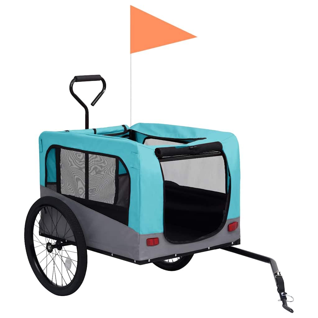 Fahrradanhänger für Hunde, 2-in-1, umwandelbar in einen Joggerwagen, robuster Stahlrahmen und Oxford-Gewebe, doppelte Gitterfenster, doppelte Eingänge, Vorderradaufhängung 360°, Schnellkupplung