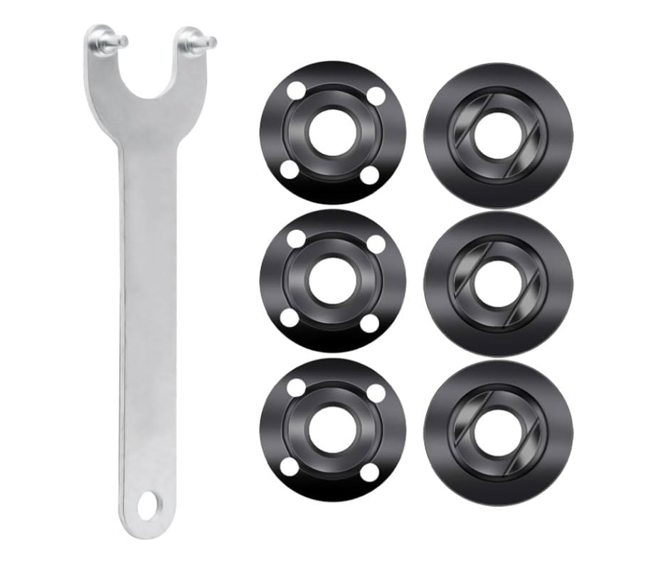 7 Stück Ersatzteile für Winkelschleifer Zubehör, Schleifer Flansch Winkelschlüssel Schraubenschlüssel, Kontermutter mit Flansch Schraubenschlüssel für Flex Schlüssel