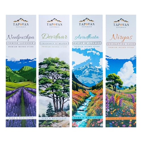 Image of Incense Sticks Pack of 4 (160 Sticks) Forest & Flora Collection Valley of Flowers Mixed Flowers Lavender Cedar Agarbatti for Meditation Puja Aromatherapy Long Lasting Natural Dhoop