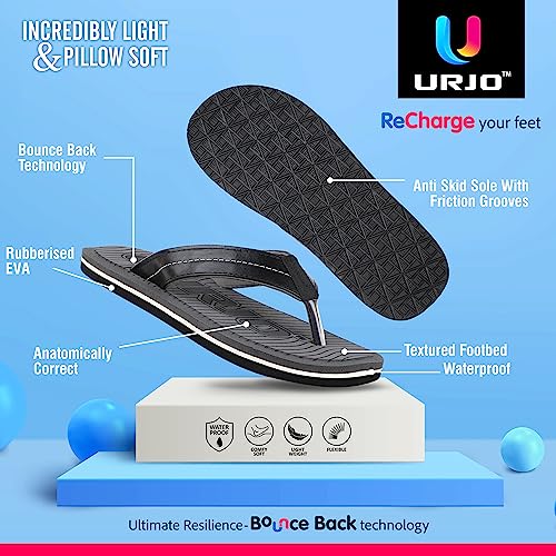 Image of URJO LM 102 Men's Slippers /FlipFlops Lightweight Super Flexible Arch Support Durable Anti Skid & Stylish Dailywear Slippers /FlipFlops for Men