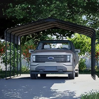 New Yard Carport 12 x 20 x 7 ft Sturdy All-Steel Heavy Duty Canopy Shelter with Metal Frame for Parking a Car, SUV, Truck, Boat, Motorcycle, and Other Vehicles Outdoor in Your Driveway