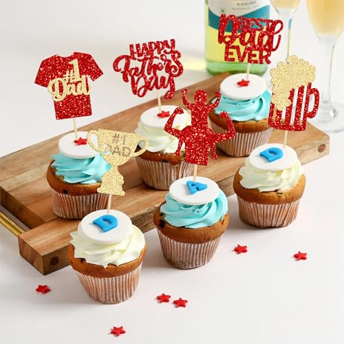 Adornos para cupcakes del Día del Padre pack de 24 piezas para personalizar pasteles de regalo 4