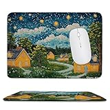 小型 ゲーミング マウスパッド 星空の町 キーボードパッド マウスマット デスクマット 小型 ゴム底 エレコム 光学式 マウス対応 滑り止め 耐久性 良い おしゃれ かわいい 防水 サイバーカフェ オフィス最適 適度な表面摩擦 男性のプレゼント 25x20 cm jp-1073