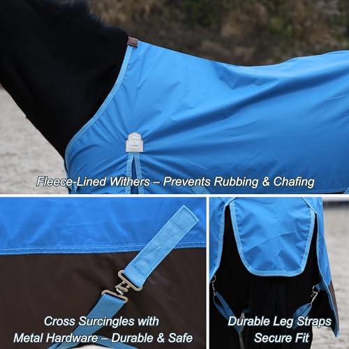 Image of BARN & STABLE 420D Ripstop Lightweight Horse Turnout Sheet, No Fill, Water-Resistant & Breathable Horse Blanket for Spring and Mild Weather, with Anti-Rub Fleece Withers