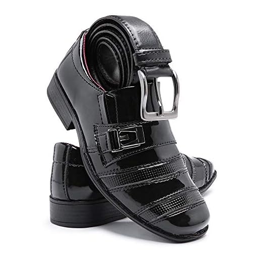 Sapato Social Infantil + Cinto em Couro Confortável (Preto, br_footwear_size_system, toddler, numeric, numeric_24)