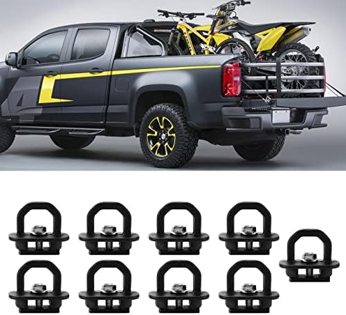 PARTOL Tie Down Anchor Truck Bed Tie Downs Side Wall Hook Rings for 2007-2018 Chevy Silverdo GMC Sierra 2015-2018 Chevrolet Colorado Pickup DZ97903 (9 Pack)