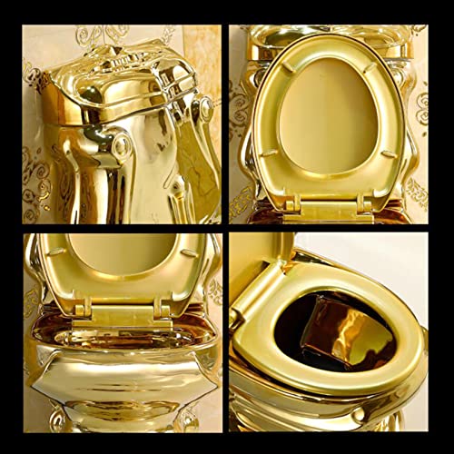 Golden Toilet, Inodoro Europeo de Lujo para Hotel con Desodorante de Bombeo, Diseño Creativo y Personalidad, Cerámica, 300mm miniatura 5
