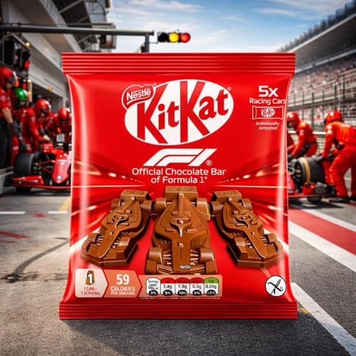 Image of Nestle KitKat Formula 1 Racing Cars Chocolate Bar, Individually Wrapped, 5 Pack, 59 Calories per Serving 55G