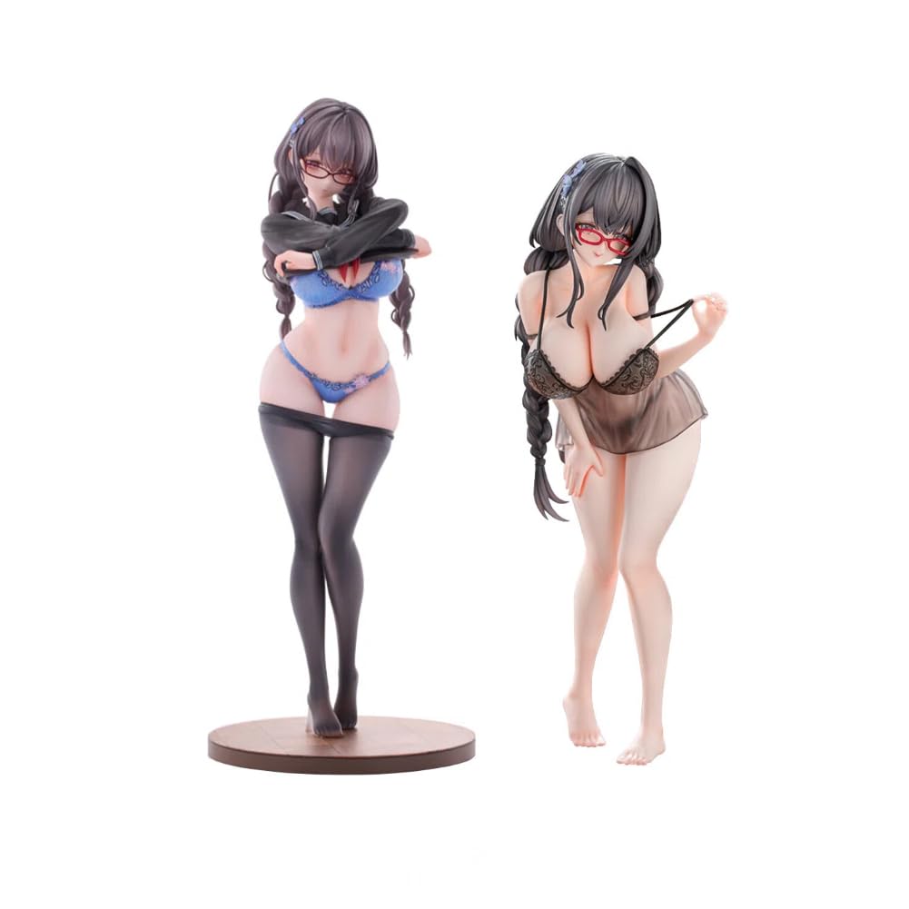 Jiumaocleu Illustration Rino Akabane Figure Anime Original Painting Figurine Nightdress Style Collection Ornaments 26CM+28CM
