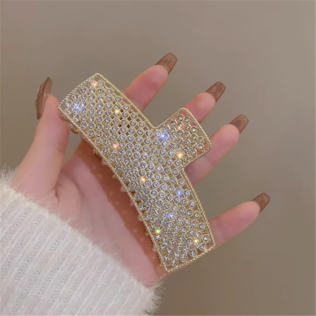 Full Diamond Metal Hair Grip Female Accessories Medium and Large Shark Clip Back of Netflix Clips Headdresses