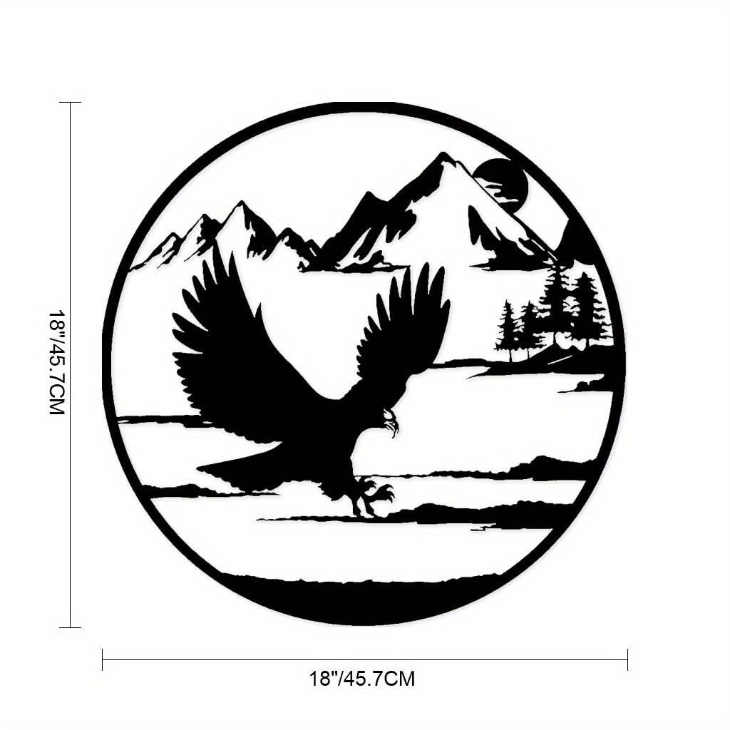 Decoración de pared abstracta contemporánea de metal con diseño de águila, estilo rústico, ideal para sala de estar, oficina o exteriores. Letrero duradero para cazadores y amantes de la naturale