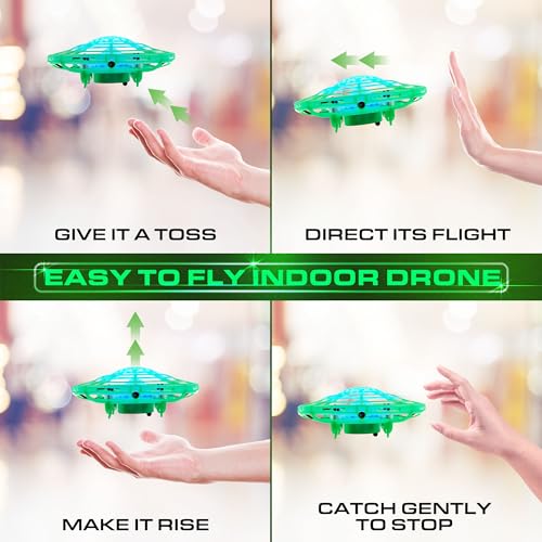 Image of Force1 Scoot Glow Hand Operated Drone for Kids or Adults- Glow in the Dark Hands Free Motion Sensor Mini Drones, LED Lights, 360 Flips, Easy Indoor Small UFO Flying Orb Ball Drone Toy for Boys Girls