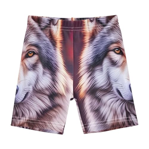 Gray Wolf Wild Animals Sunset Girls' Biker Shorts Toddler 4t Under Dress Shorts Funny Cotton Dance Clothes