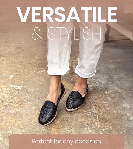Image of Macarena Collection Leather Sandals for Women | Handmade Mexican Huarache | Woven Slip-On Shoes with Cushioned Insole | Artisan Crafted Genuine Leather