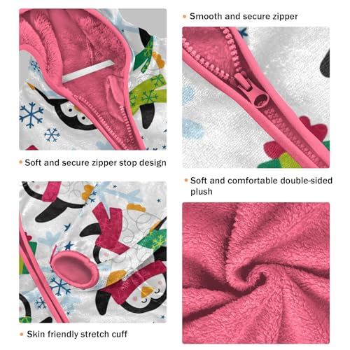 OTVEE Winter Penguins Snowflake Kids Hoodie Jacket Fall Spring Full Zip Warm Outwear Coat3