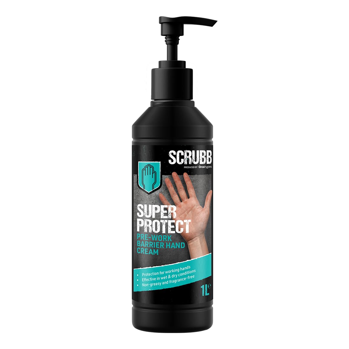 SCRUBB Super Protect Pre-Work Barrier Hand Cream Moisturiser, Non-greasy, Fragrance-free, 1L Pump Top Bottle