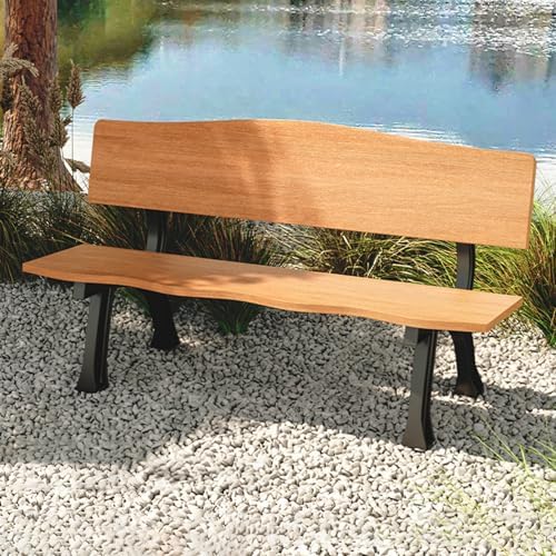Commercial Grade Heavy Duty Outdoor Garden Bench - Farmhouse Style Park Bench for Patio & Porch - Durable Brown Log Design (150x52x74cm)