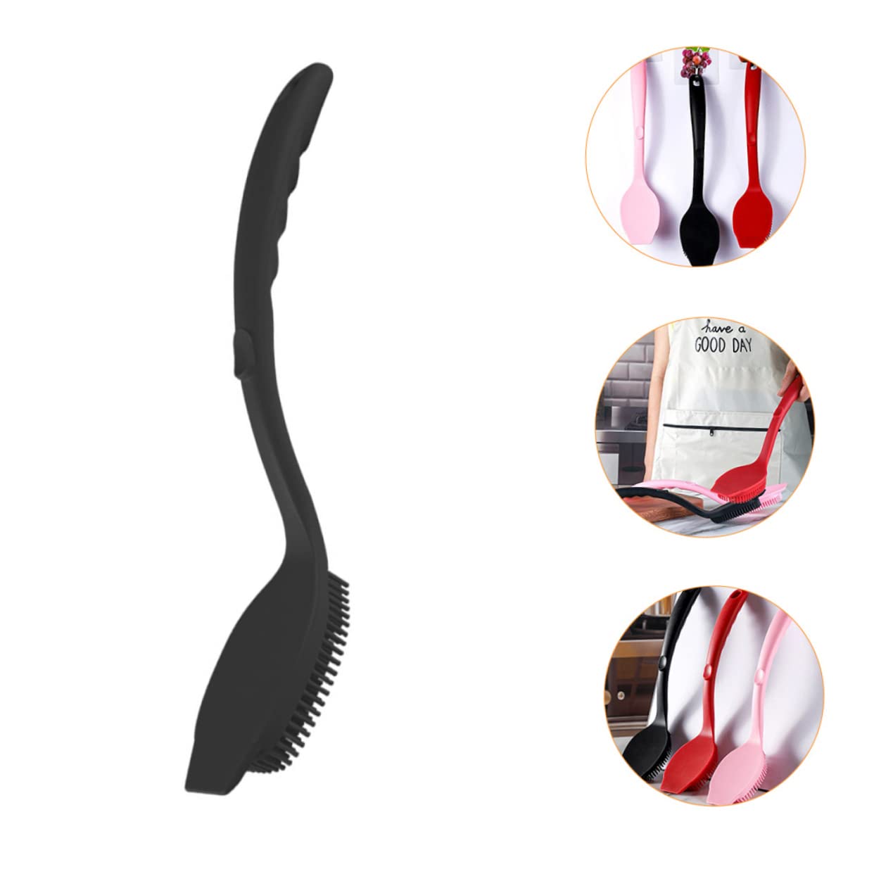 minkissy 3pcs Spazzola di Pulizia Pan Spazzola In Silicone Utensili Resto Stoviglie Pulizia Piatto Scrubber Manico Lungo Spazzola Pentola Spazzola A Sfera Spazzola Grasso Padella Lavello Piatti Da