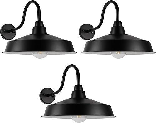 Lámpara de granero de cuello de cisne para exteriores, cúpula de 16 pulgadas, gran lámpara exterior de granja, aplique de pared industrial al aire disponible en Yaxa Costa Rica