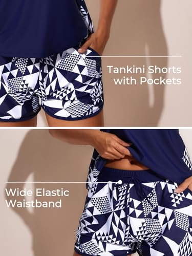 Summer Mae Blouson Tankini Swimsuits for Women 2025 Tummy Control Two Piece Bathing Suits with Sporty Pockets Swim Shorts3