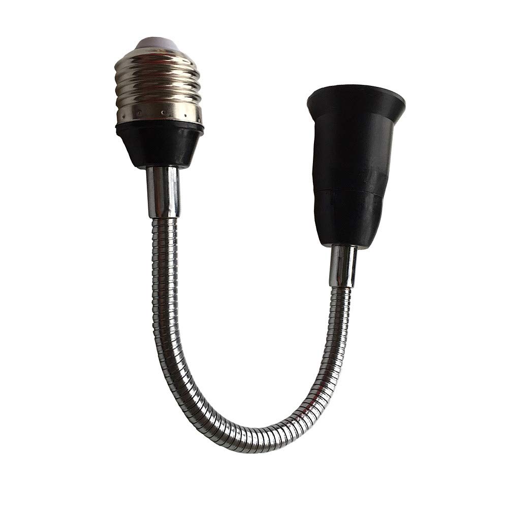 Dzydzr Black 39Cm E27 To E27 Extender Flexible Gooseneck Extension E26 Lamp Holder Adapter For Led Light Bulb (Black)