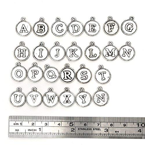 Wholesale Alphabet Letter Mixed Charms Pendants DIY for Jewelry Making and Crafting 17.5mm Set of 4 (104Pcs) - Thumbnail 5