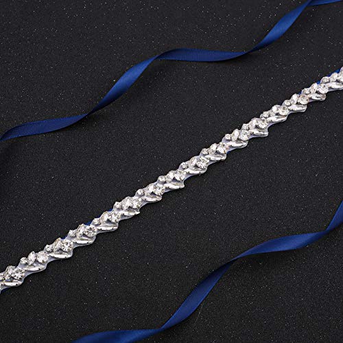 Crystal Bridal Sash,Thin Wedding Belt with Pearls Rhinestones for Bridal Bridesmaid Gowns2