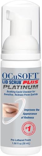 OCuSOFT Lid Scrub PLUS Platinum Extra Strength Foaming Eyelid Cleanser - Leave-On Eyelid & Eyelash Cleanser with Phytosphingosine to Remove Oil, Dirt & Makeup -1.68 fl oz